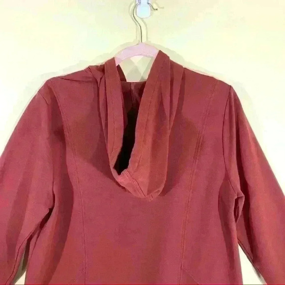 Susan Graver Weekend French Terry 3/4 Zip Long Sleeve Hooded Tunic Top Size M - Picture 11 of 16